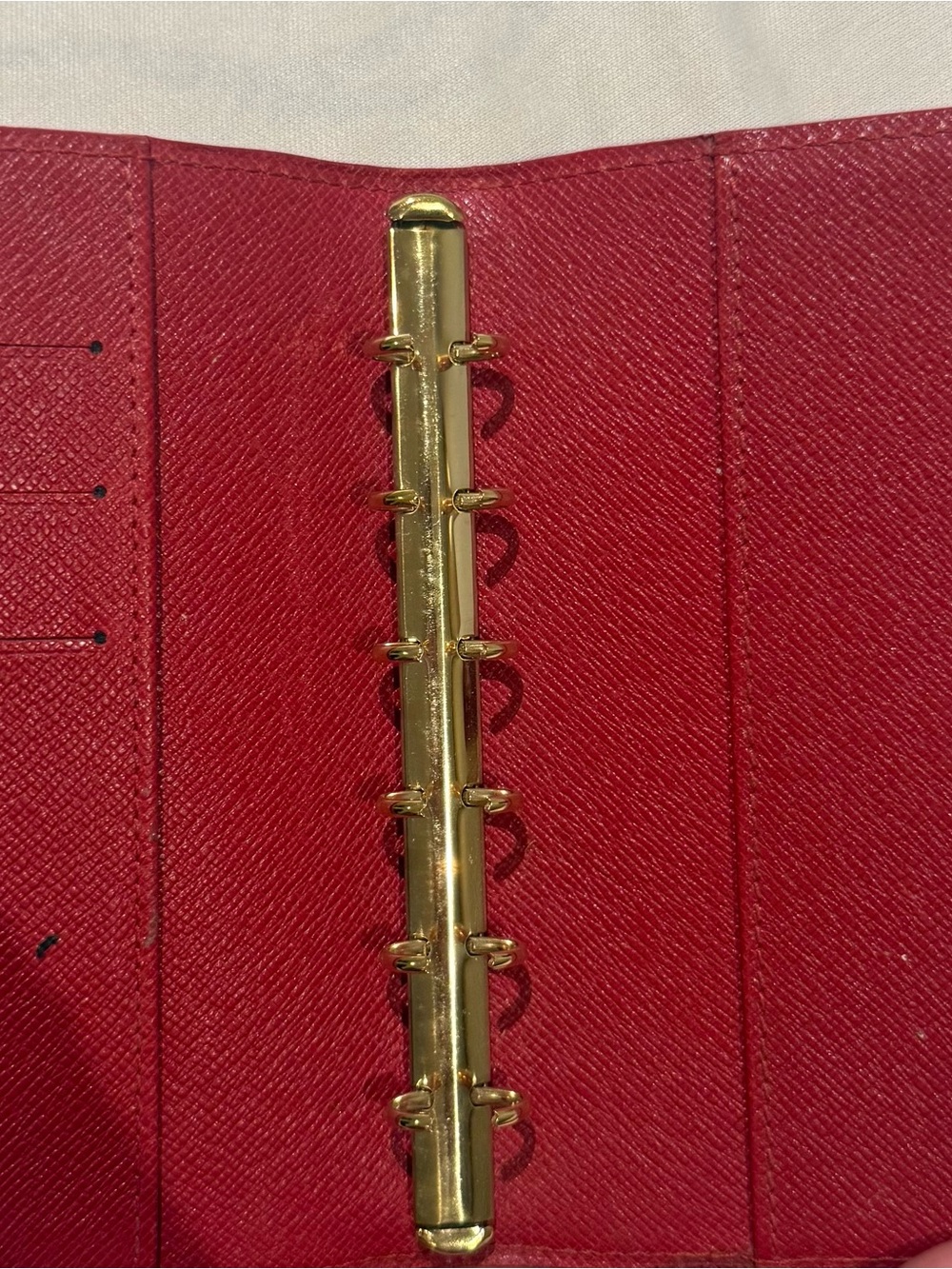 Louis Vuitton Red Textured Epi Leather Snap mini agenda. Can hold 3 cards. - Picture 5 of 10